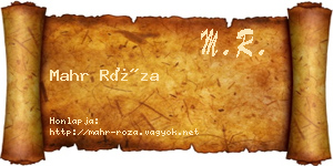 Mahr Róza névjegykártya